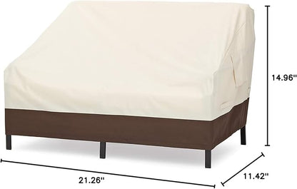 Amazon Basics 2-Seater Deep Lounge Sofa, Outdoor Couch and Patio Furniture Covers, Waterproof, Anti-UV, Durable, Beige/Tan