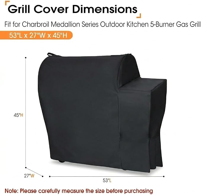 Outdoor Grill Cover for Charbroil Medallion Series Modular Outdoor Kitchen 5-Burner Grill, Waterproof BBQ Griddle Cover for Char Broil Model 463246118,Black