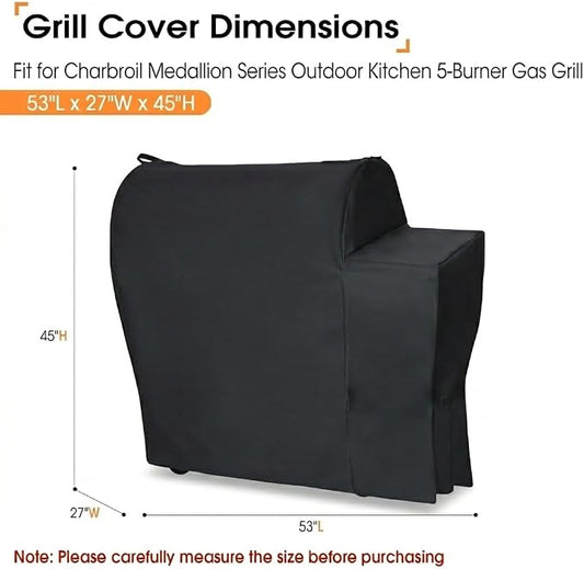 Outdoor Grill Cover for Charbroil Medallion Series Modular Outdoor Kitchen 5-Burner Grill, Waterproof BBQ Griddle Cover for Char Broil Model 463246118,Black