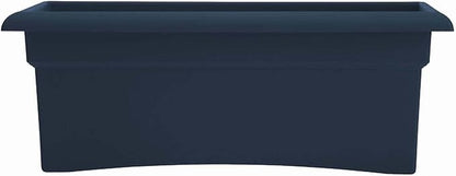 Bloem Veranda 26" Navy Deck Box Planter with Optional Knock-Out Drainage Holes