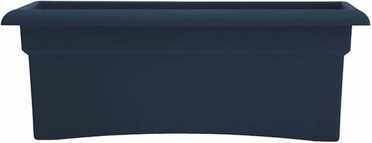 Bloem Veranda 26" Navy Deck Box Planter with Optional Knock-Out Drainage Holes