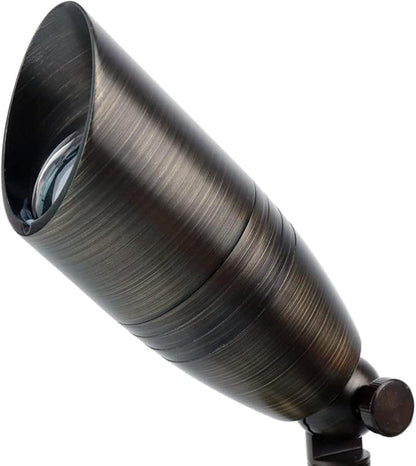 Cheopha Low Voltage Landscape Light Outdoor Spotlight 12V Brass Solid LED Kits with ABS Ground Spike and MR16 LED Bulb 5W 2700K Included for Yard Pathway Outdoor Landscape Lighting