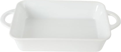 Gibson Home Gracious Dining 2.5-Quart White Stoneware Baking Dish with Handles – 14.6 x 8.5-Inch Rectangular Oven Safe Casserole & Roasting Baker