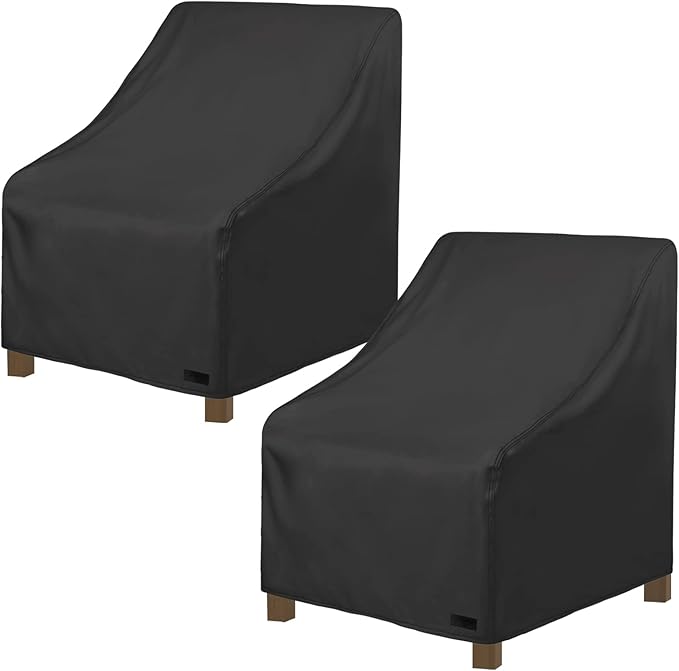 NettyPro Patio Adirondack Chair Covers Waterproof Outdoor Furniture Swivel Recliner Rocking Lounge Deep Seat Chair Cover, Fits up to 34"W x 37"D x 36"H, 2 Pack, Black