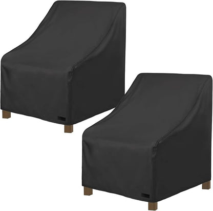 NettyPro Patio Adirondack Chair Covers Waterproof Outdoor Furniture Swivel Recliner Rocking Lounge Deep Seat Chair Cover, Fits up to 34"W x 37"D x 36"H, 2 Pack, Black