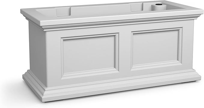 Mayne Fairfield 2ft Window Box, Self Watering Flower Box with Double Wall Design, All Season Fade Resistant Outdoor Window Planter with Steel Mounting Bracket, White