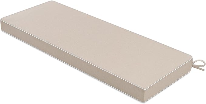 MIULEE Beige Outdoor Bench Cushion Set of 1, 48x18x3 Inch Waterproof Patio Seat Cushions for Swing and Outdoor Furniture Couch Sofa, 3 Year Color Fastness High Density Foam with Adjustable Ties