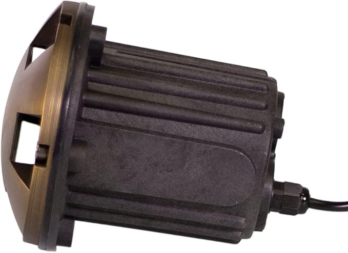 12V Brass In-Ground Well Light (Turret Top) with 5W 2700K Warm White MR16 LED Bulb & PVC Sleeve for Low Voltage Landscape Lighting of Outdoor Pathway, Garden, Shrubs, Columns or Trees