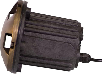 12V Brass In-Ground Well Light (Turret Top) with 5W 2700K Warm White MR16 LED Bulb & PVC Sleeve for Low Voltage Landscape Lighting of Outdoor Pathway, Garden, Shrubs, Columns or Trees