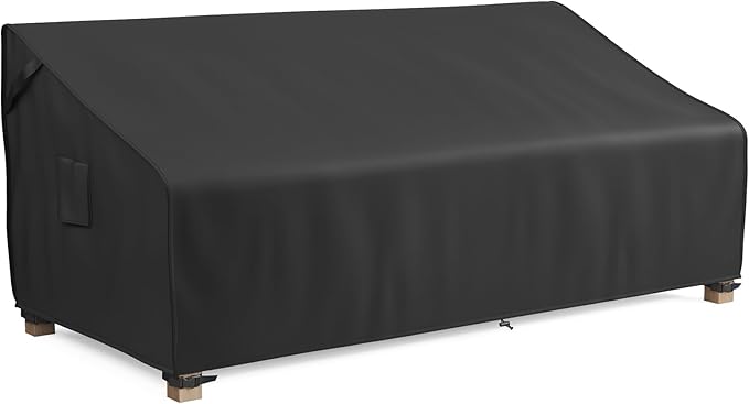 MR.COVER 3-Seater Outdoor Couch Cover Waterproof, Patio Furniture Cover for Sofa, Heavy Duty Outdoor Sofa Covers, Polyester & Double-Stitched Seams, Fits up to 88" W x 32" D x 35" H, Classic Black