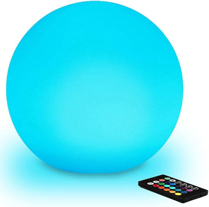 12-inch LED Glowing Ball Light w/Remote, LED Globe Orb Night Light Mood Lamp for Adult, Rechargeable Dimmable RGB Color Changing Glowing Orb, Waterproof Light Up Ball for Garden Patio Party Decor