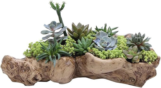 DOITOOL Imitation Tree Root Flower Pot 13.38X4.72X3.54In Resin Succulent Planter for Indoor Outdoor Garden Desk Decoration
