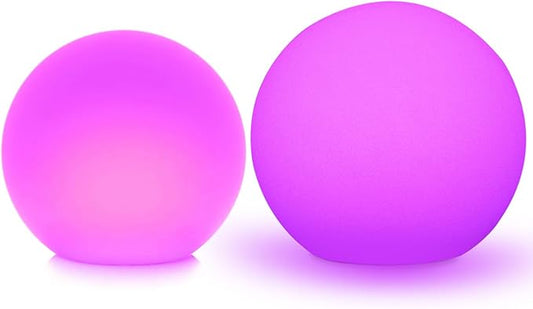 Mr.Go 12-inch LED Ball Light and 16-inch LED Ball Light Bundle, Remote Control, 16 RGB Colors 4 Modes, Dimmable, Rechargeable, Waterproof, Great as Night Light Mood Lamp Ambient Lighting Decorations