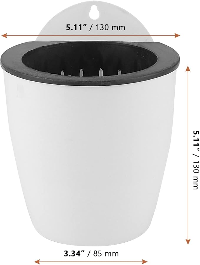 LEXININ 10 Pack 5 Inch Self Watering Hanging Planters, White Plastic Wall Mounted Plant Pots, Vertical Flower Pot for Plants