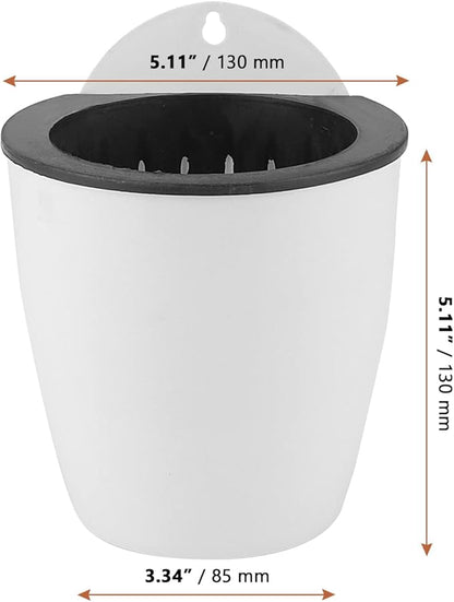 LEXININ 10 Pack 5 Inch Self Watering Hanging Planters, White Plastic Wall Mounted Plant Pots, Vertical Flower Pot for Plants