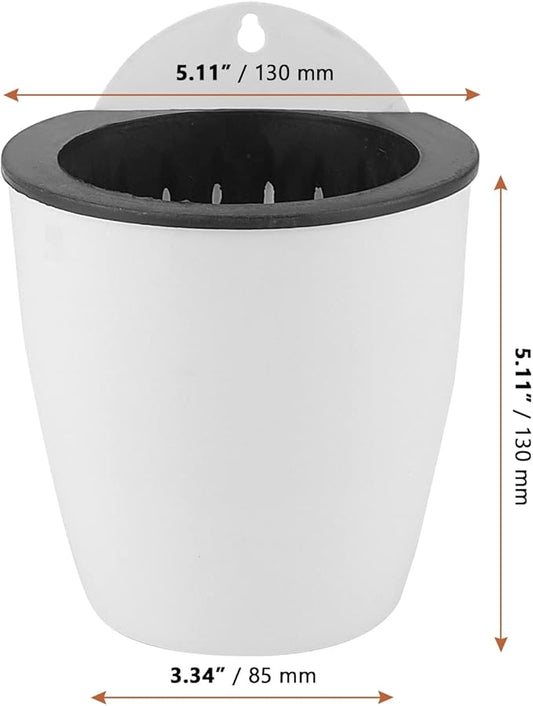 LEXININ 10 Pack 5 Inch Self Watering Hanging Planters, White Plastic Wall Mounted Plant Pots, Vertical Flower Pot for Plants