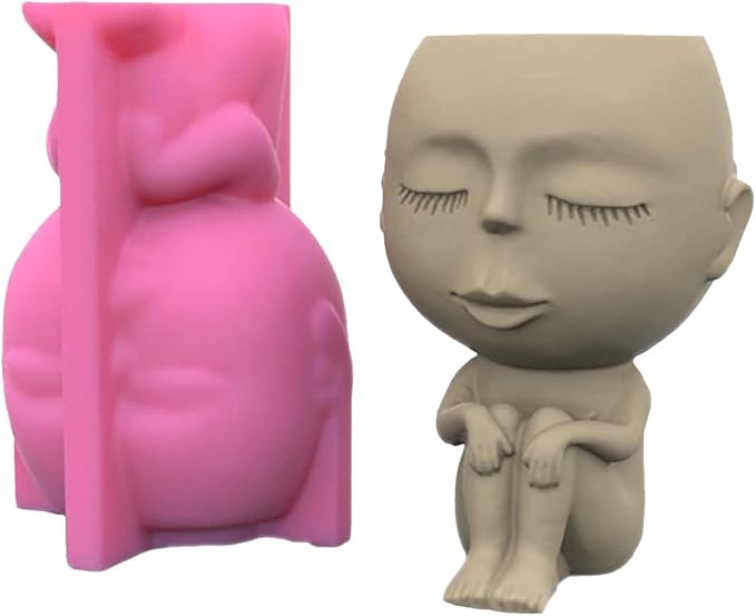 Baby Vase Silicone Concrete Planter Moulds,Silicone Flower Pot Molds,Handmade Resin Craft Clay Cement Pot Molds (C153)