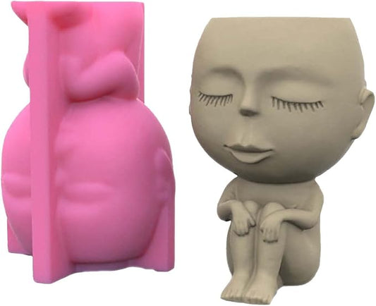Baby Vase Silicone Concrete Planter Moulds,Silicone Flower Pot Molds,Handmade Resin Craft Clay Cement Pot Molds (C153)