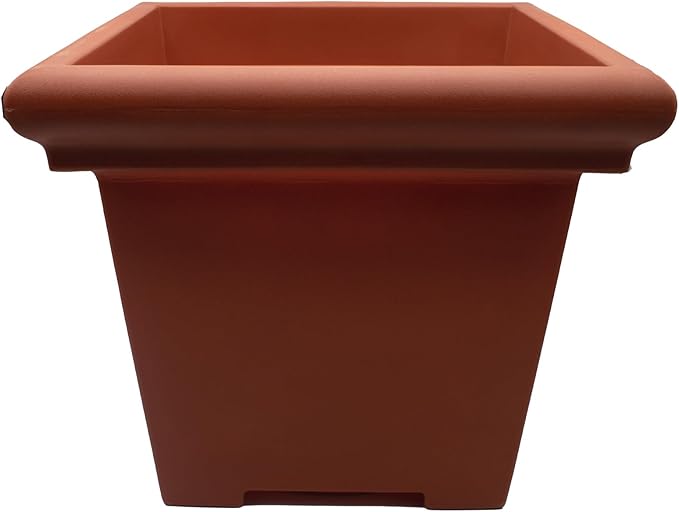 The HC Companies Terrazzo Square Plant Pot w/Drainage - Classic Planters for Outdoor Plants & Indoor Plants - Large UV-Resistant Plastic Pots for Plants (20”, Clay, Pack of 1)