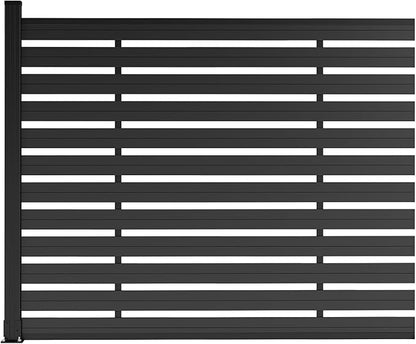 Outdoor Privacy Fence WPC, AC Unit Air Conditioner Screen 5 FT(H) x 6 FT(W) Trash Can with Aluminum Alloy Post, Decorative Fencing, Black with 1 Post