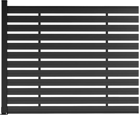 Outdoor Privacy Fence WPC, AC Unit Air Conditioner Screen 5 FT(H) x 6 FT(W) Trash Can with Aluminum Alloy Post, Decorative Fencing, Black with 1 Post