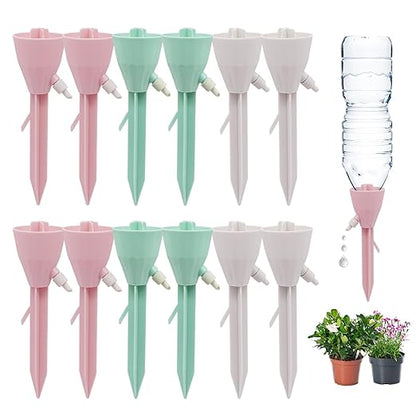 MYMULIKE 12 Pack Self Watering Planter Drip, Slow Watering for Plants Flowerpot, Plant Watering Spikes with Control Valve Switch Automatic Watering System, Plant Watering Devices for Flowerpot Plants