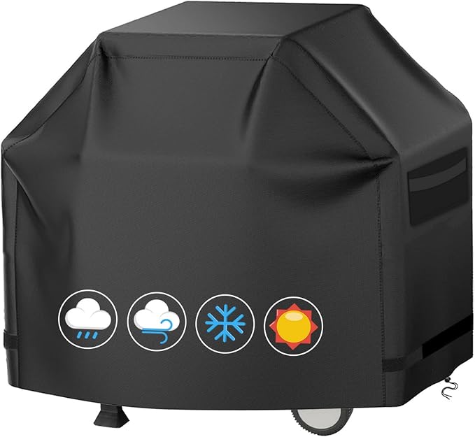 BBQ Grill Cover 52 Inch 600D BBQ Cover for Outdoor Barbecue Covers, Compatible with Genesis, Weber Models UV & Fade Resistant, All-Weather