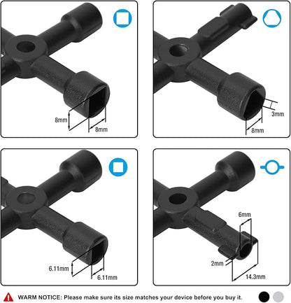 DURATECH 4 Way Utility Key, Multi-functional Water Key Set, 2-Pack, for Valve, Faucet, and Spigots
