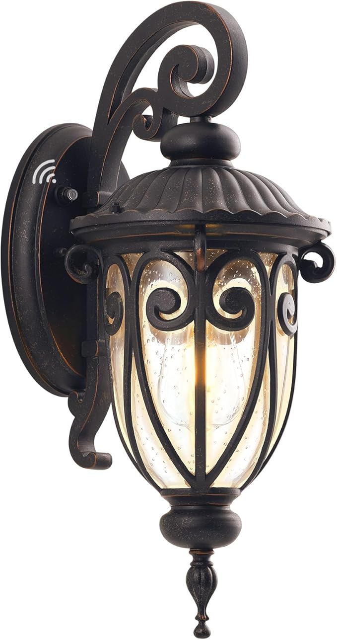 Large Dusk to Dawn Outdoor Wall Light for Garage, 23 Inch Bronze Exterior Wall Lantern Sconce for Porch, Waterproof Aluminium Light Fxitures for Outside House, Entryway, Front Door