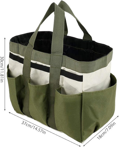 Garden Tool Bag Organizer, Tote Storage Bag with 8 Pocket, Heavy Duty Oxford Garden Tote Caddy, Gardening Tool Kit Holder for Indoor and Outdoor, Gifts for Men Women