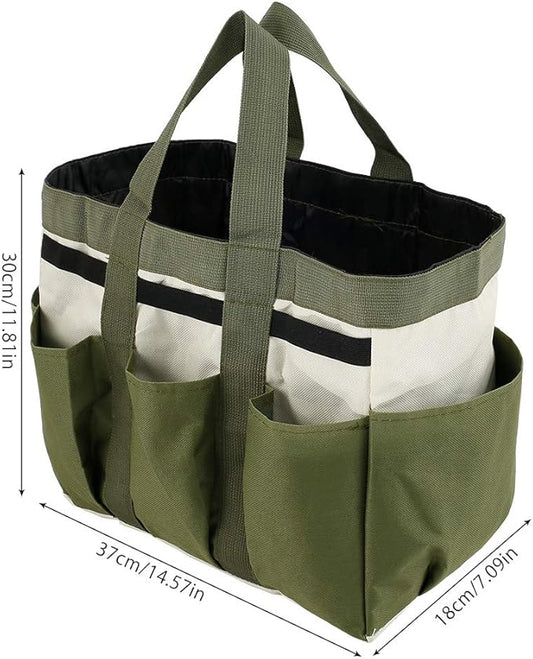 Garden Tool Bag Organizer, Tote Storage Bag with 8 Pocket, Heavy Duty Oxford Garden Tote Caddy, Gardening Tool Kit Holder for Indoor and Outdoor, Gifts for Men Women