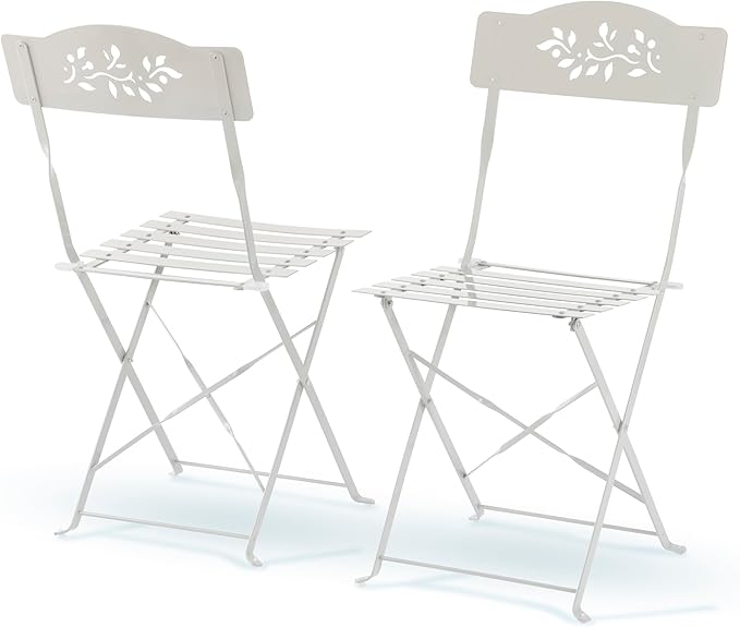 Alpine Corporation Indoor/Outdoor 3-Piece Bistro Set Folding Table and Chairs Patio Seating, White