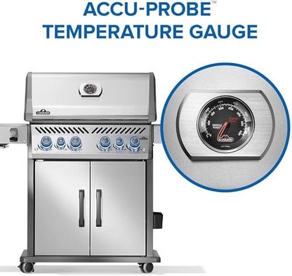 Napoleon Rogue PRO-S 525 Natural Gas Grill with Infrared Side and Rear Burners, Stainless Steel, Durable 6-Burner Cooking Surface
