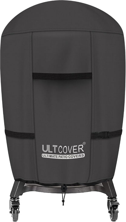 ULTCOVER Outdoor Waterproof Charcoal Kamado Joe Grill Cover for 18 inch Char-Griller Char-Broil and Other Round Smokers Size Up to 30” Dia x 45” H, Black