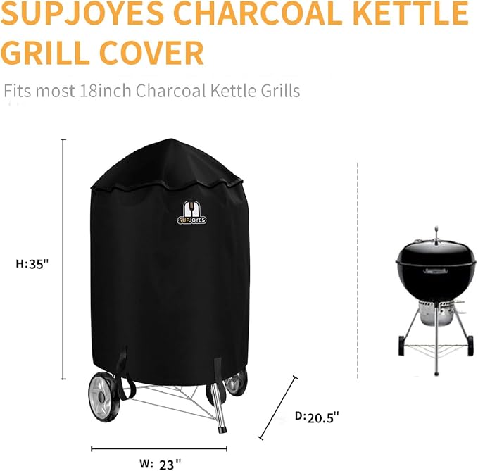 Grill Cover for Weber Charcoal Kettle, 18 Inch BBQ Grill Covers, Heavy Duty Waterproof Barbecue Accessories