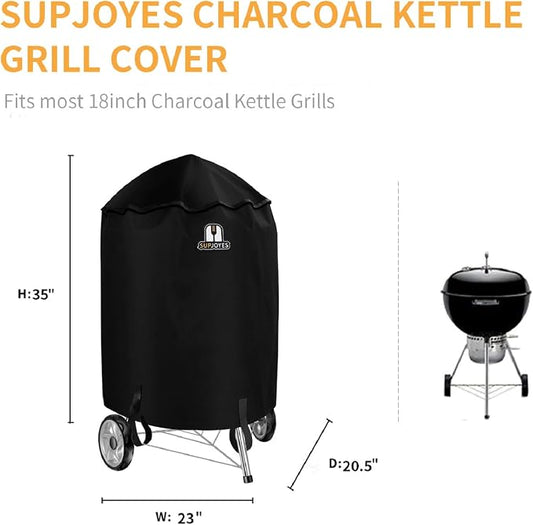 Grill Cover for Weber Charcoal Kettle, 18 Inch BBQ Grill Covers, Heavy Duty Waterproof Barbecue Accessories