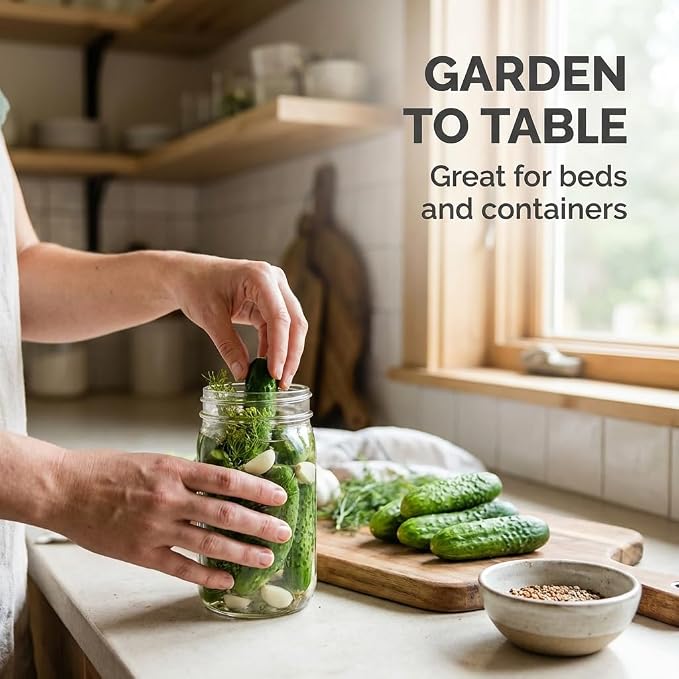 50 Boston Pickling Cucumber Seeds for Planting - Heirloom, Non-GMO, USA Grown - Crisp 3-5" Fruits - RDR Seeds