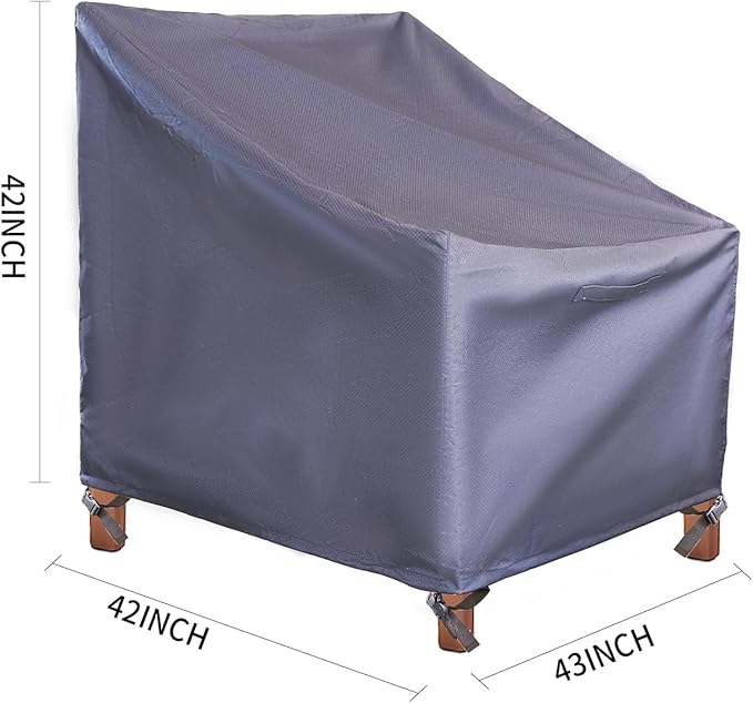Patio Chair Covers, 1 Pack outdoor furniture covers, Heavy Duty and Waterproof outdoor chair cover, patio furniture cover 43" W x 42" D x 42" H Grey
