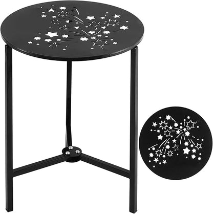 Party Zealot 1-Pack Small Round Metal Side Tables, 13-Inch Black Outdoor End Tables for Patio, Balcony, Porch or Garden – Weather-Resistant Corner Coffee Table for Small Spaces & Indoor Plant Stand