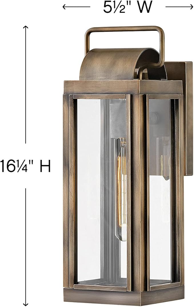 Hinkley Sag Harbor Collection One Light Outdoor Small Wall Lantern, Burnished Bronze Finish w/Clear Glass
