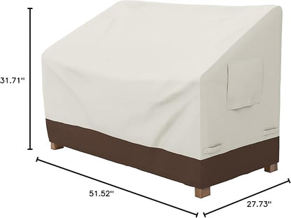 Amazon Basics 2 Seater Outdoor Couch Cover, Patio Furniture Cover, Waterproof, Anti-UV, Durable, Beige/Tan
