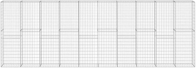 Galvanized Steel Gabion Wall with Cover, Gabion Mesh Wire Wall Panel Galvanized Steel Garden Stone Wire Basket Fencing Patio Decorative Fence, 236.2"x11.8"x78.7",-137