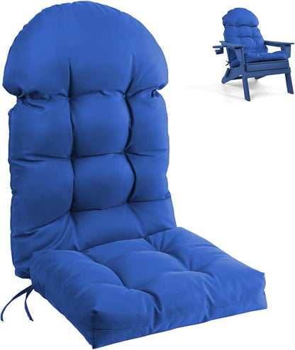 Outdoor High Back Chair Cushion, Water Resistant Tufted Adirondack Rocking Chair Cushion with Ties, Replacement Seat Cushion for Patio Furniture