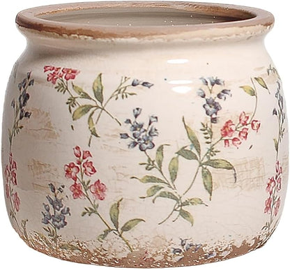Flower Pots, Vintage Planters for Indoor Plants, 6.29'' Plant Pots with Drainage, Ceramic Pots for Plants, Vase & Planters, Indoor Planter for Home, Christmas Decorations, Purple Red