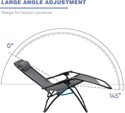 Homall Zero Gravity Chair Adjustable Folding Lawn Lounge Chairs Outdoor Lounge Gravity Chair Camp Reclining Lounge Chair with Pillows for Poolside Backyard and Beach Set of 2 (Double-Gray)