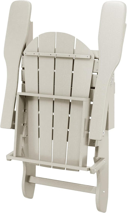 Westin Outdoors Laguna WO Home Furniture Adirondack Chair 4 PC Set Classic Outdoor Patio Folding Chair for Bon Fire Pit Lawn Backyard Beach Plastic Weather-Resistant (Sand)
