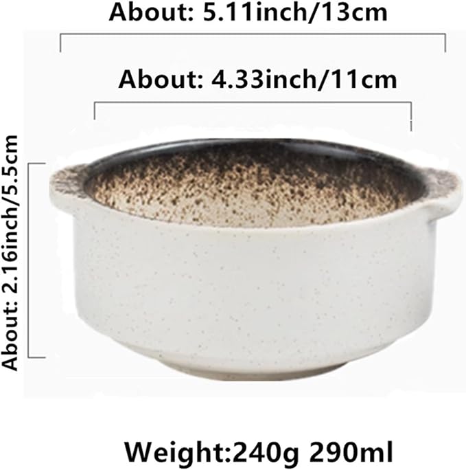 Ceramic Soup Bowls with Handles, Set of 4, 10oz, Microwave & Oven Safe, Soup Crocks for French Onion Soup, Chili, Pasta (Sesame gold, 5 Inch)