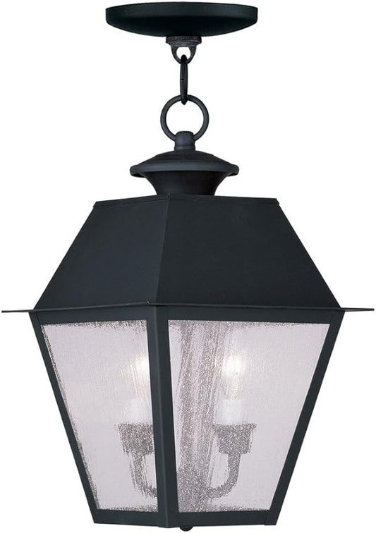 Livex Lighting 2167-04 Mansfield 2-Light Outdoor Hanging Lantern, Black
