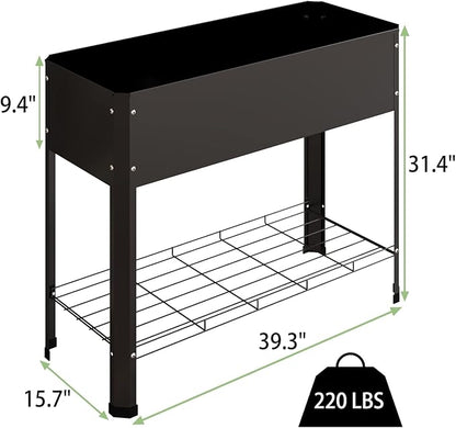 Raised Garden Bed with Detachable Legs Elevated Metal Planter Box for Growing Fresh Herbs Vegetables Flowers Succulents&Other Plants for Outdoor Backyard Patio Deck Balcony Black L