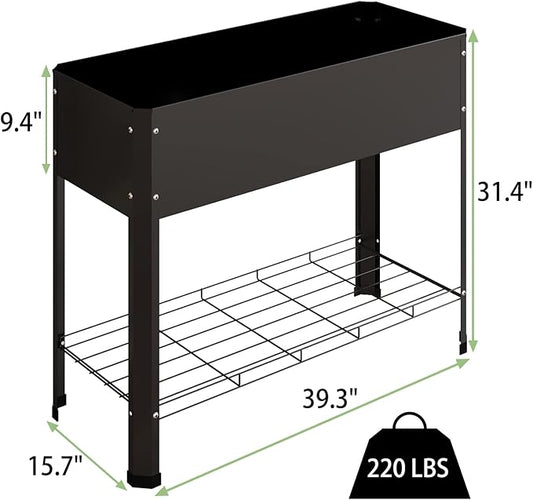 Raised Garden Bed with Detachable Legs Elevated Metal Planter Box for Growing Fresh Herbs Vegetables Flowers Succulents&Other Plants for Outdoor Backyard Patio Deck Balcony Black L